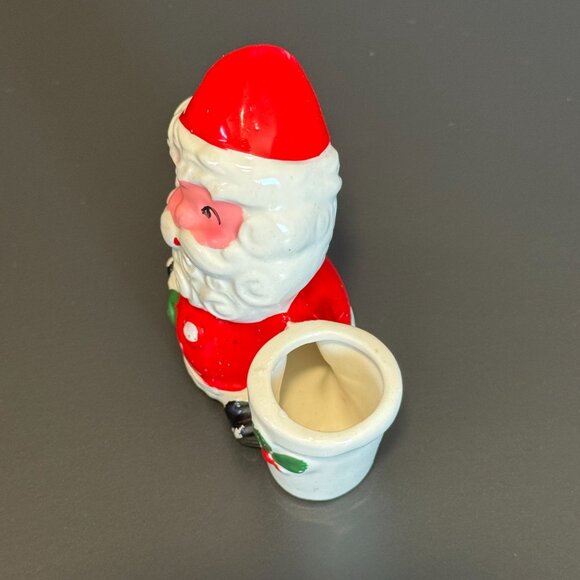 Vintage Santa Claus Ceramic Candle Holders Set Of 2 Festive Christmas Decor Red - Picture 5 of 16